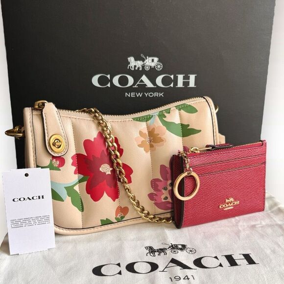 Coach Handbags - New Coach 2-pc Set: Quilted Swinger w/ Floral Print and Mini Skinny ID Case $410